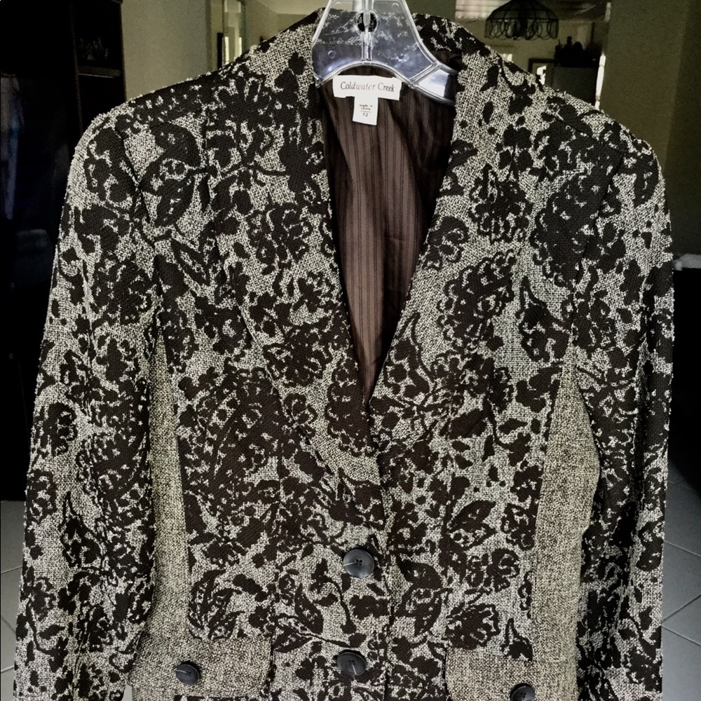 Coldwater Creek Brown Print Blazer